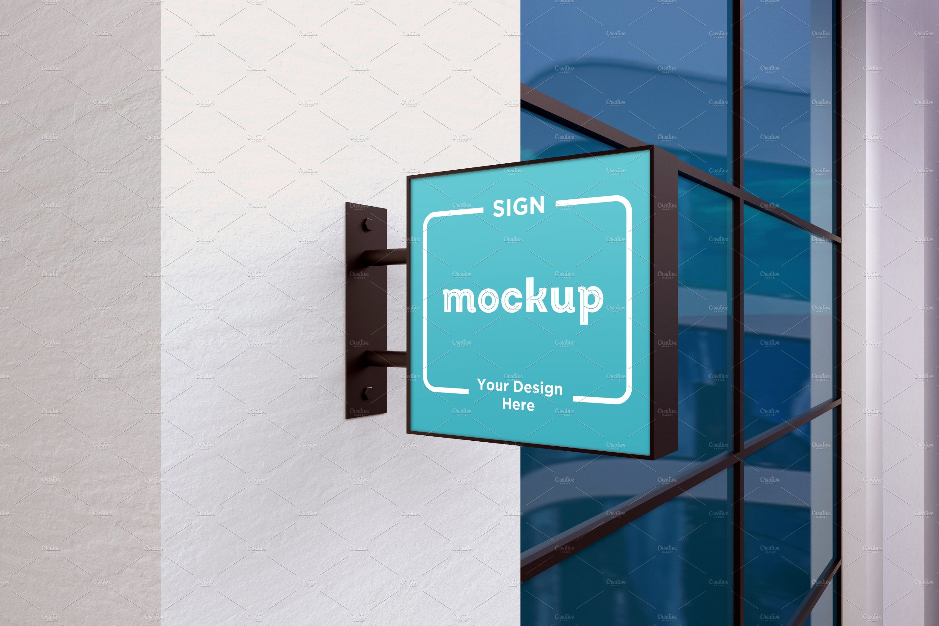 Rectangle Wall Mount Sign Mockup cover image.