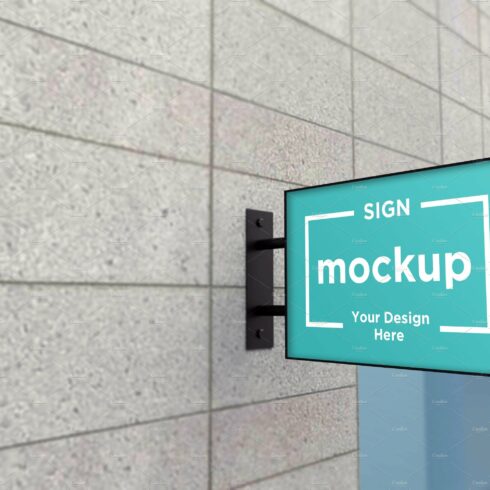 Wall mount rectangular sign Mockup cover image.