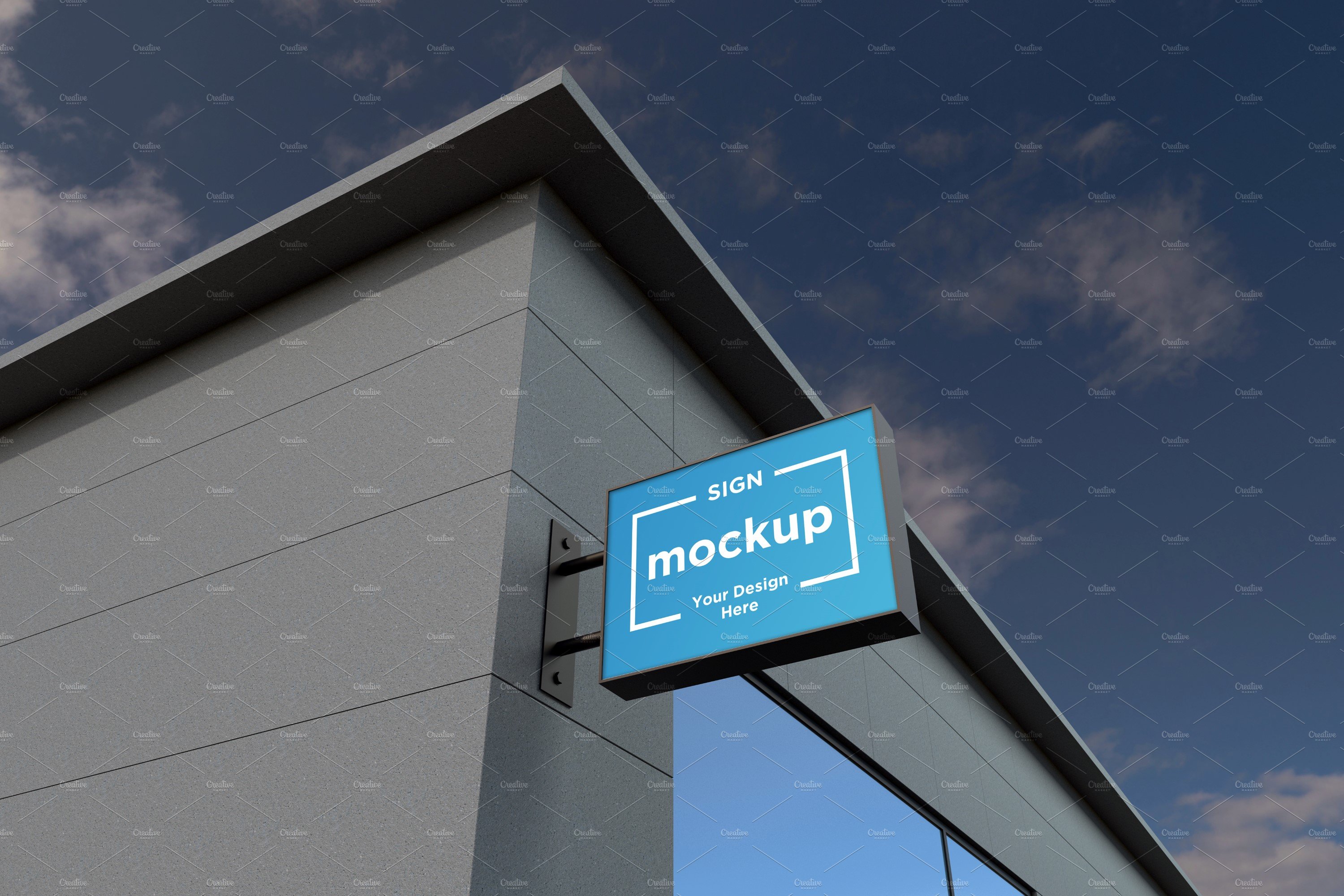 Wall mount rectangle sign mockup cover image.