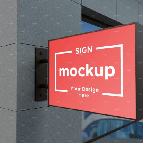 Wall mount rectangular sign mockup cover image.