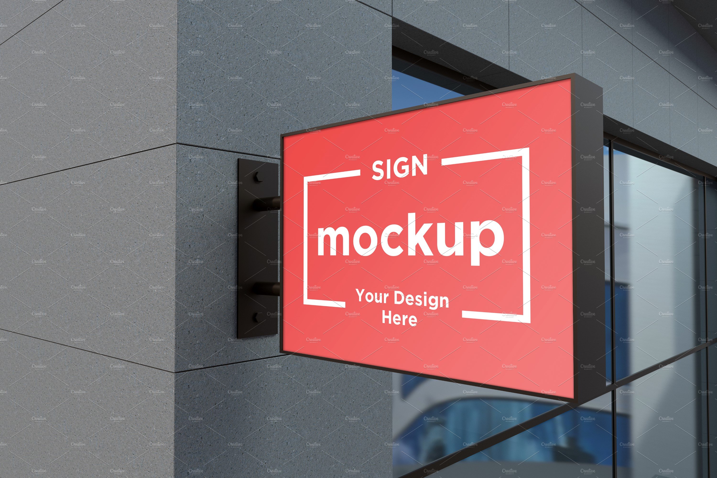 Wall mount rectangular sign mockup cover image.