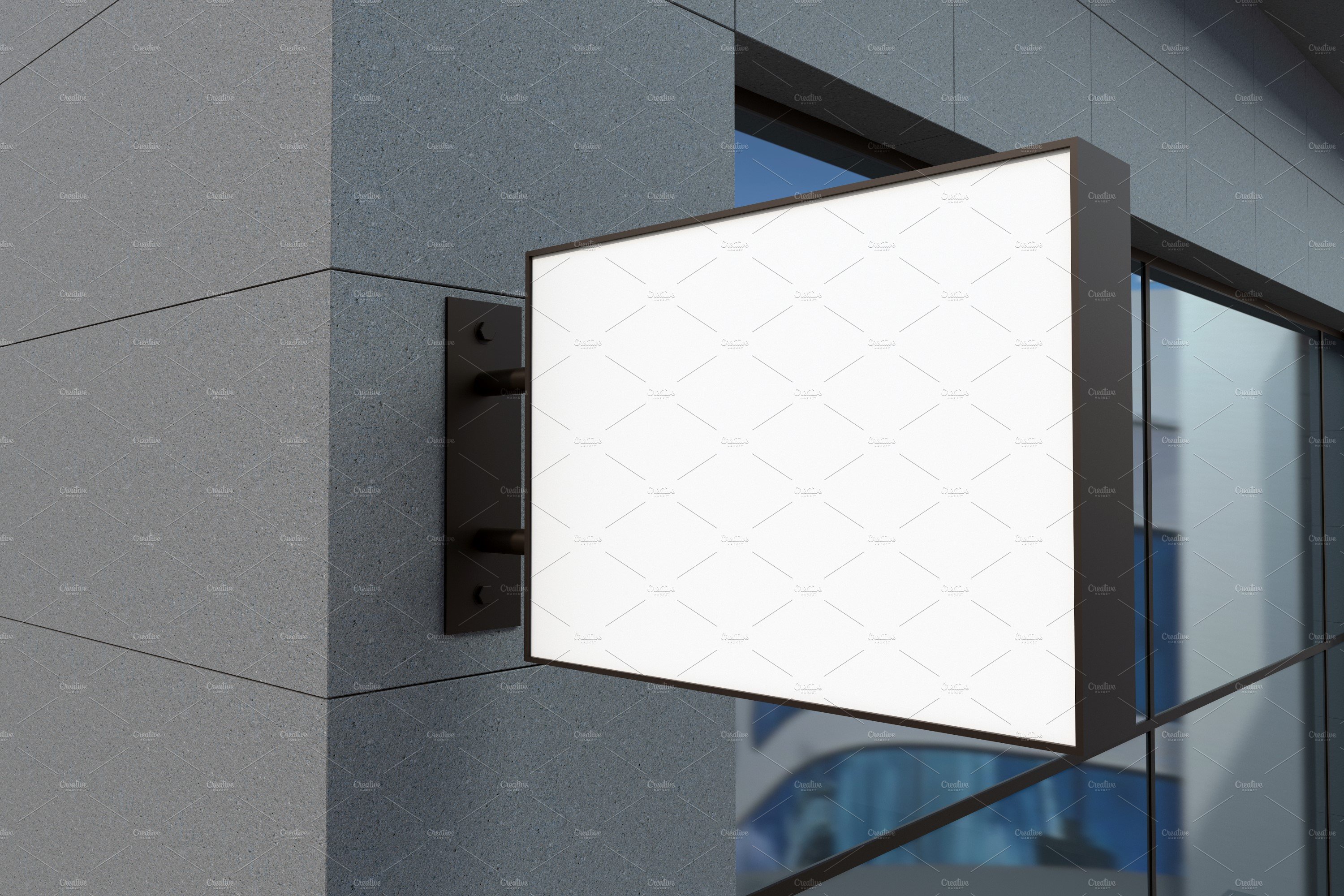 Wall mount rectangular sign mockup preview image.