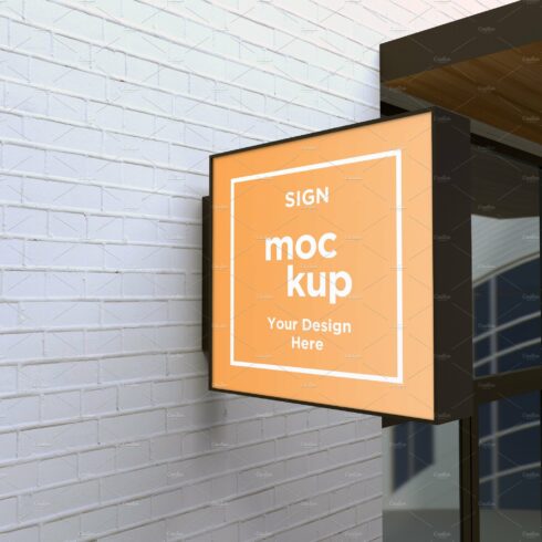 Wall mount sign façade board mockup cover image.