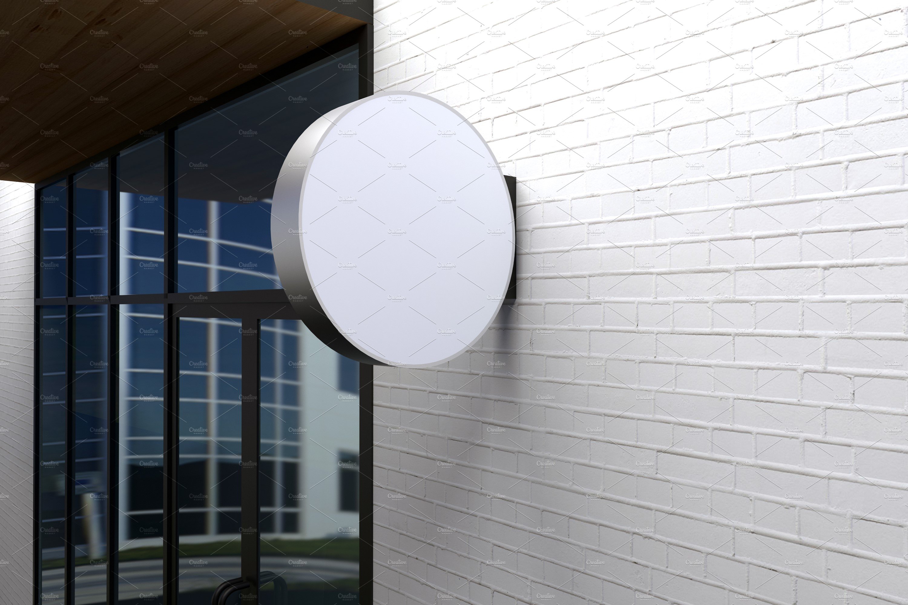 Rounded Wall Mount  Sign Mockup preview image.