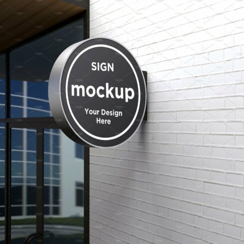 Rounded Wall Mount  Sign Mockup cover image.