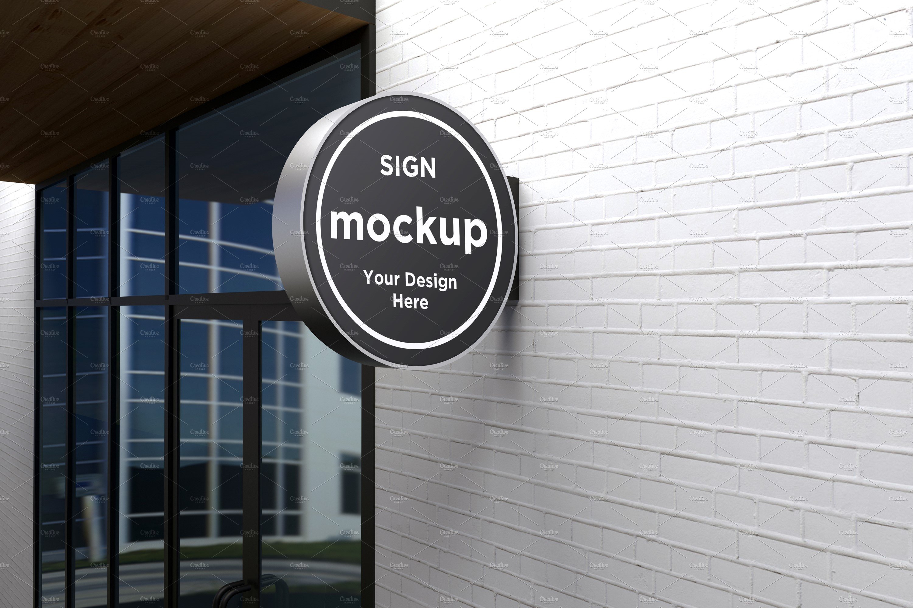 Rounded Wall Mount  Sign Mockup cover image.