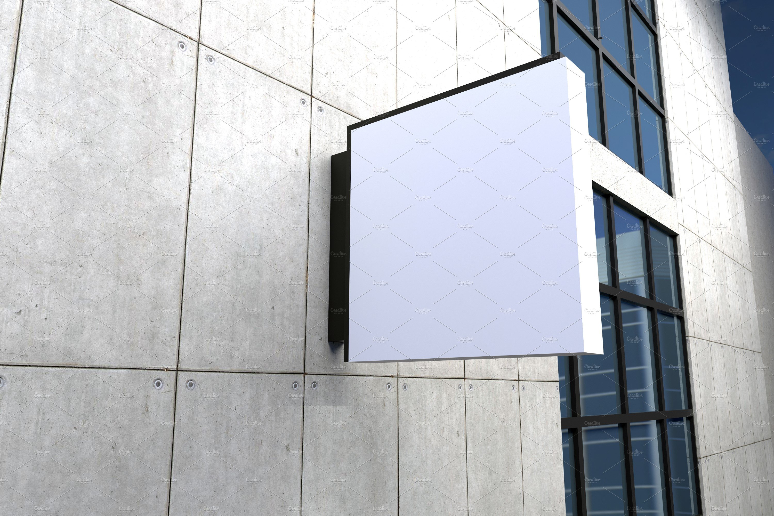 Rectangle Wall mount sign mockup preview image.