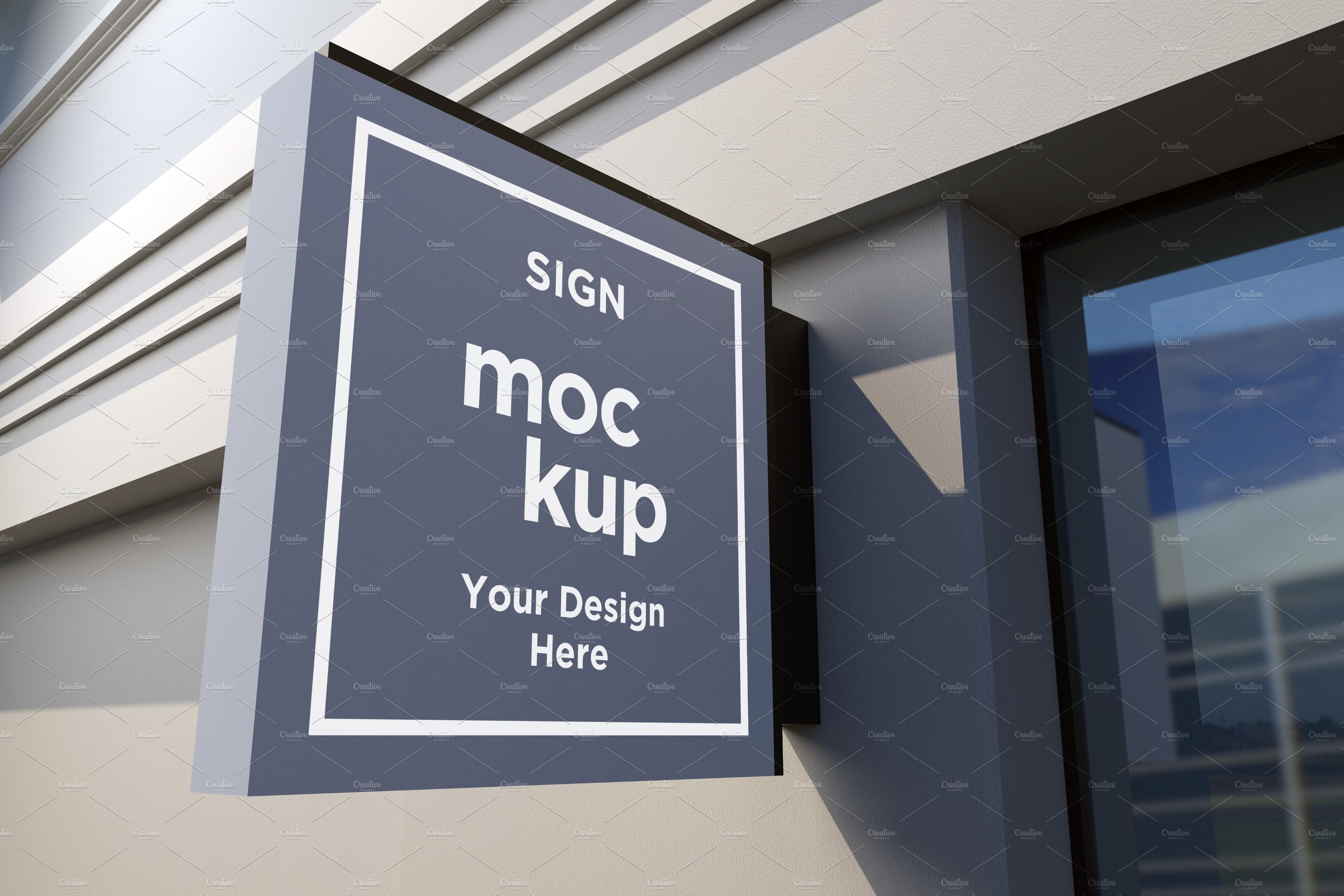 Rectangle wall mount sign mockup cover image.