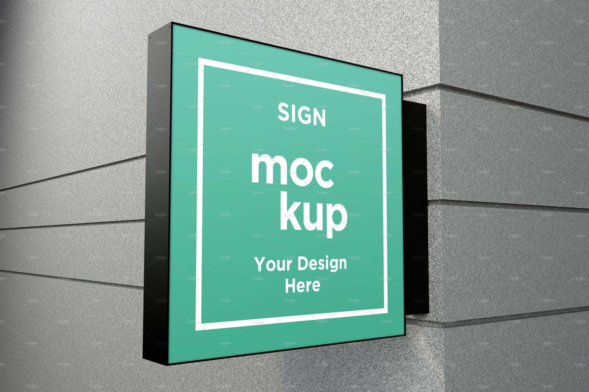 Square Wall Mount Façade Sign Mockup – MasterBundles
