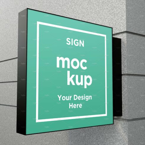 Square Wall Mount Façade Sign Mockup cover image.