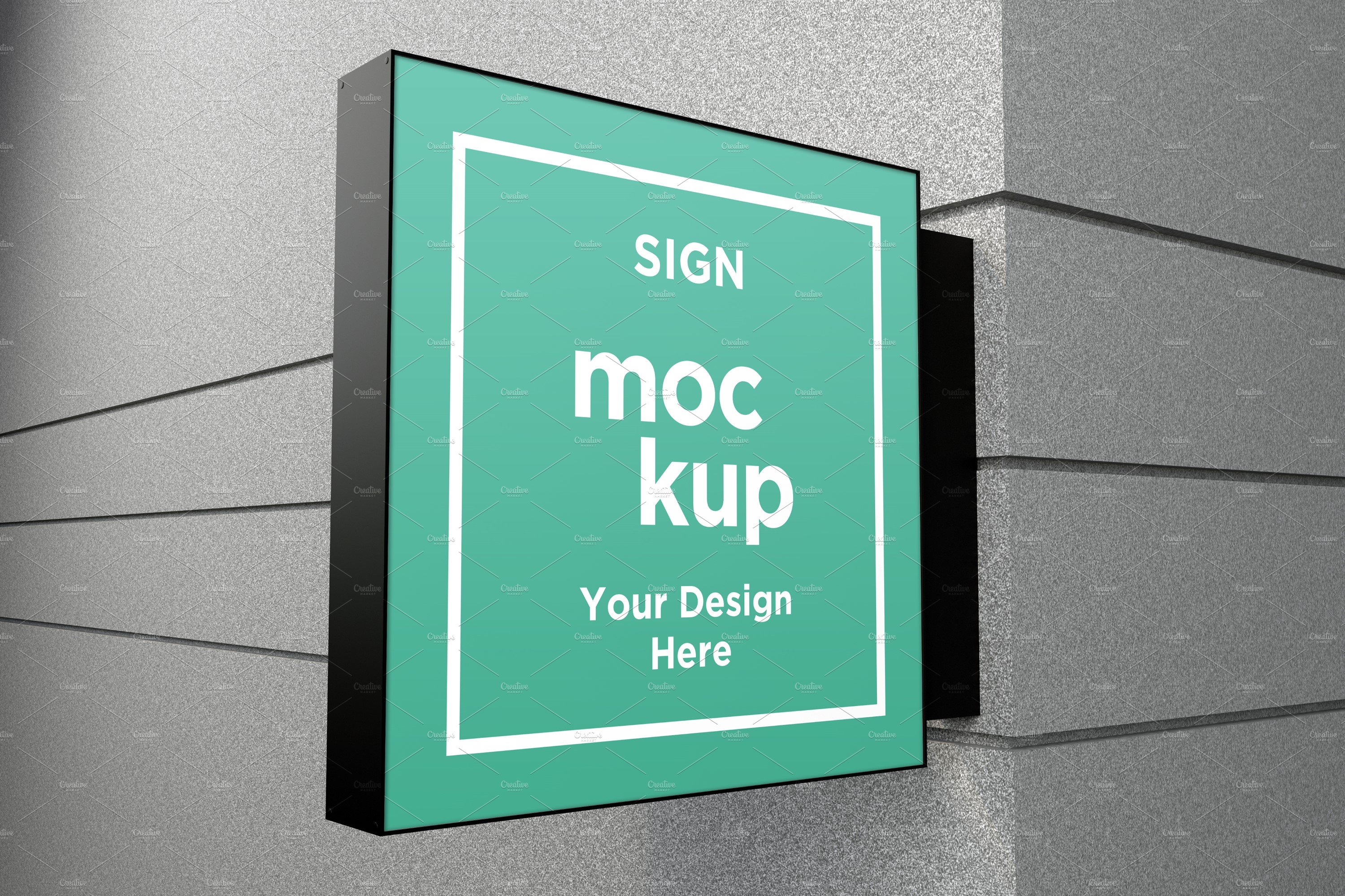 Square Wall Mount Façade Sign Mockup cover image.