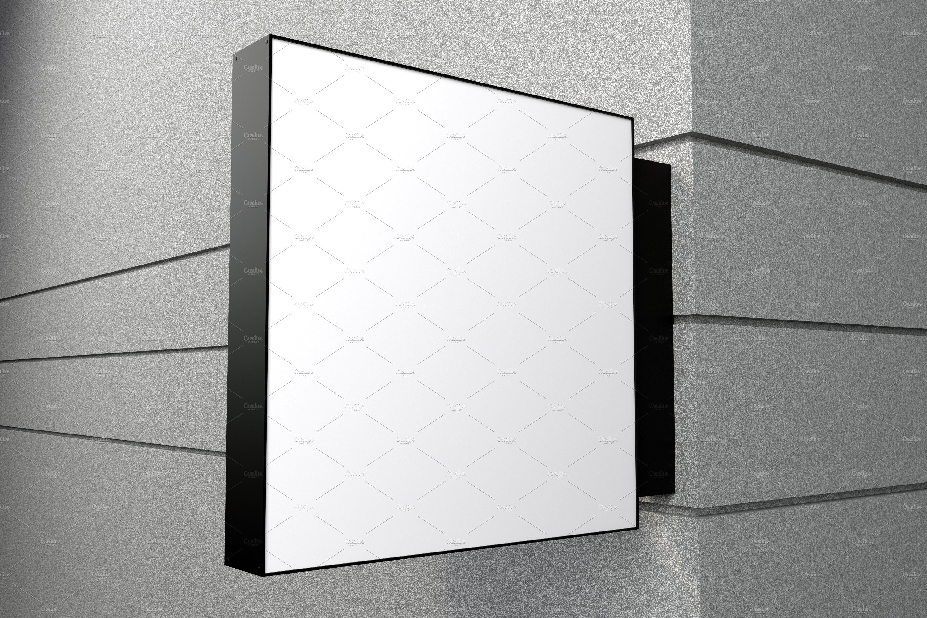 Square Wall Mount Façade Sign Mockup preview image.