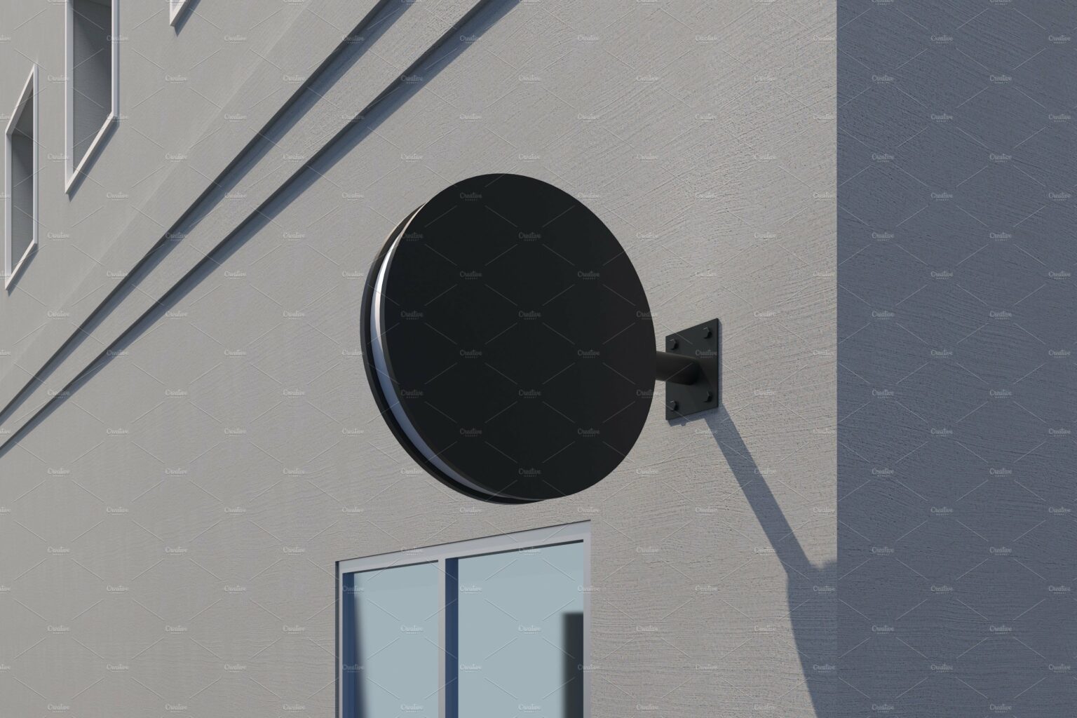 Round wall mount façade sign mockup – MasterBundles