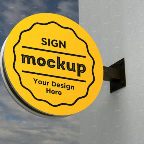 Rounded wall mount sign mockup cover image.