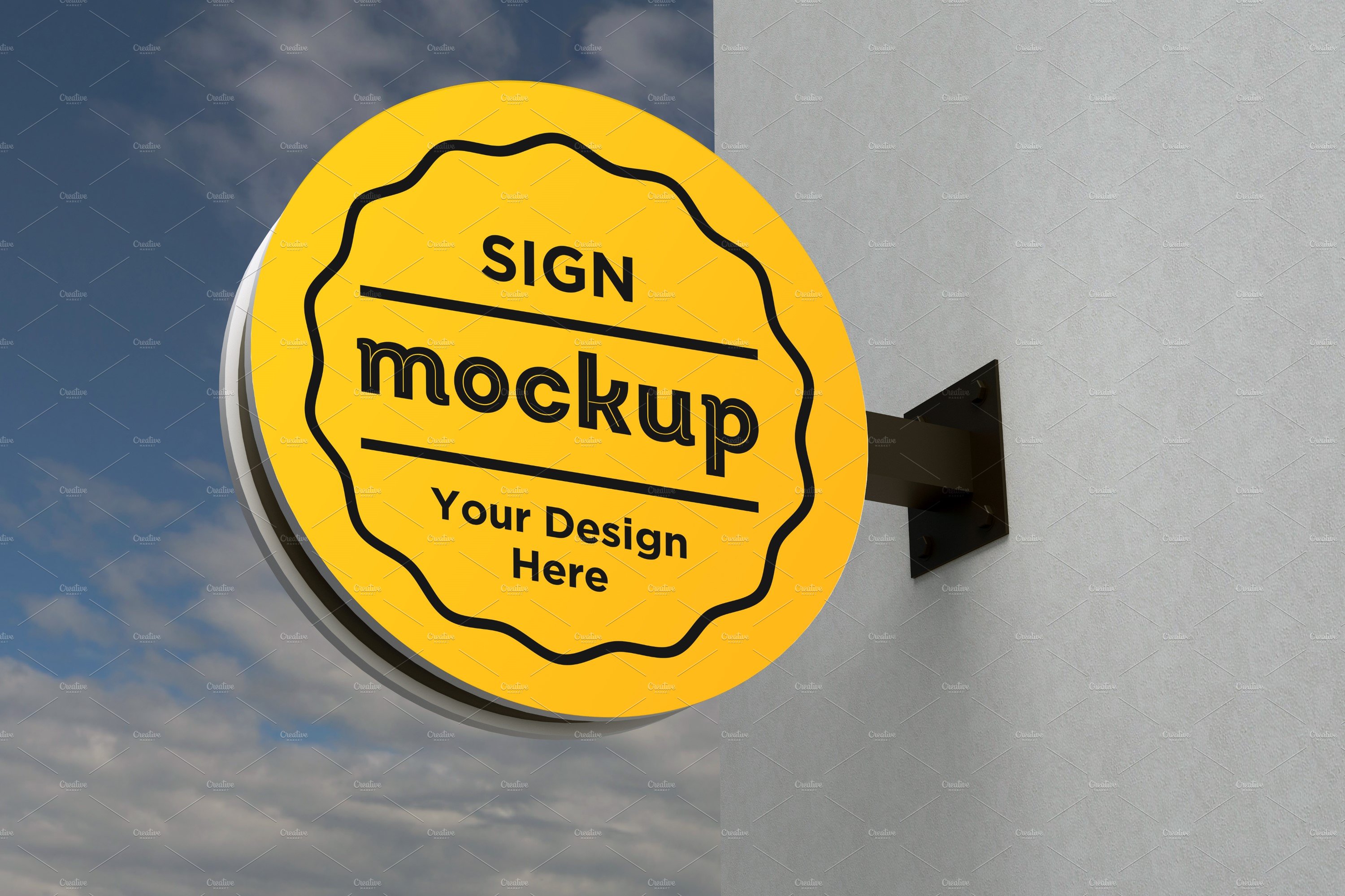 Rounded wall mount sign mockup cover image.