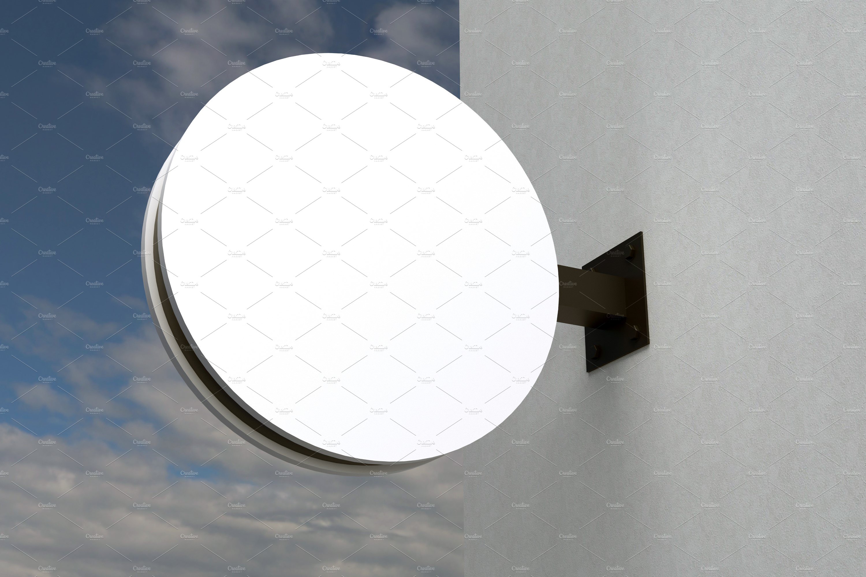 Rounded wall mount sign mockup preview image.