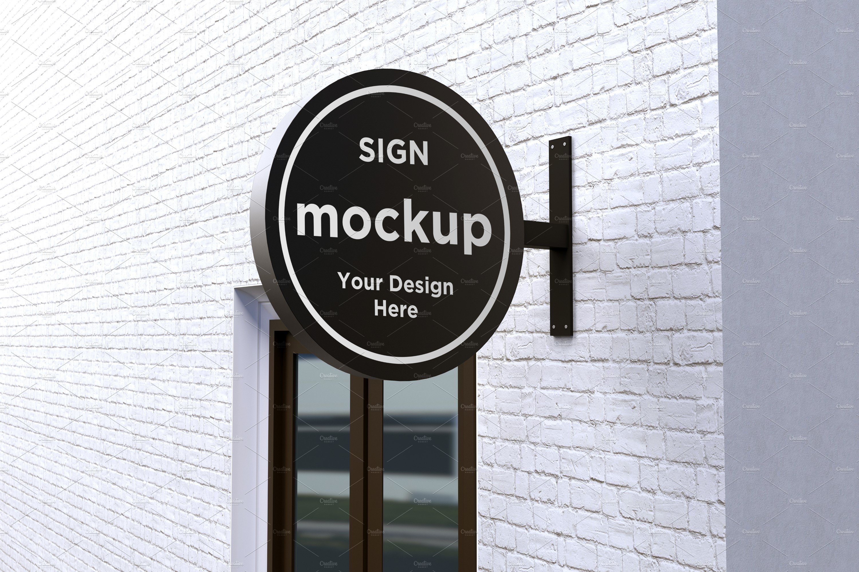 Rounded Wall Mount Sign Mockup cover image.