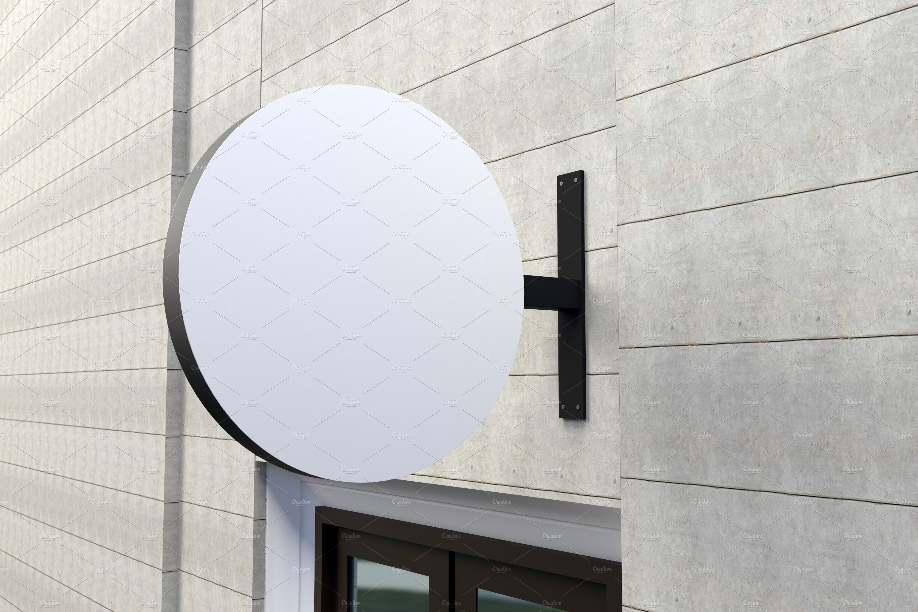 Rounded wall mount sign mockup preview image.