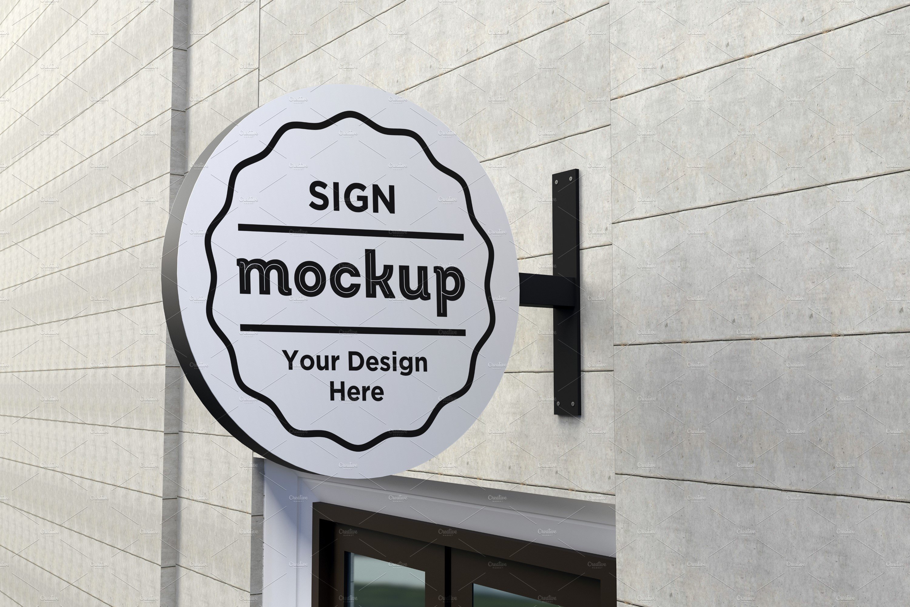 Rounded wall mount sign mockup cover image.