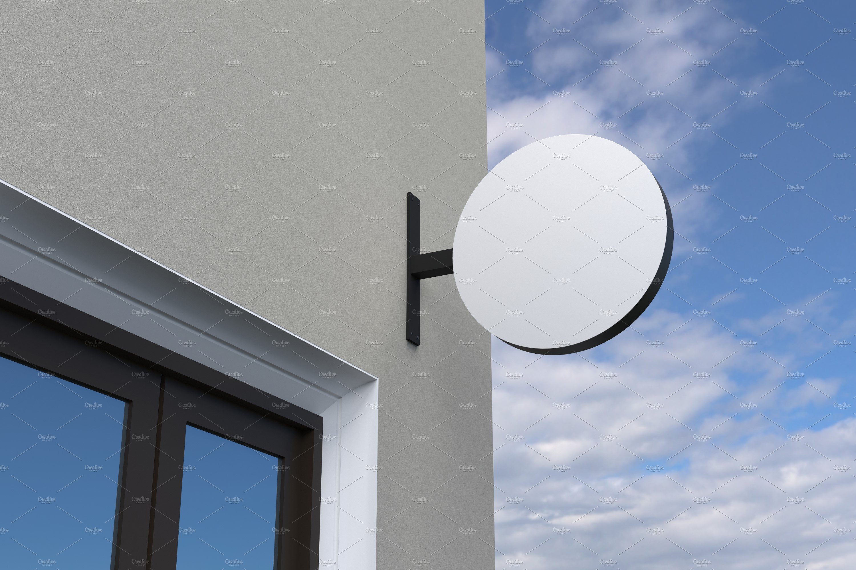 Rounded wall mount sign mockup preview image.