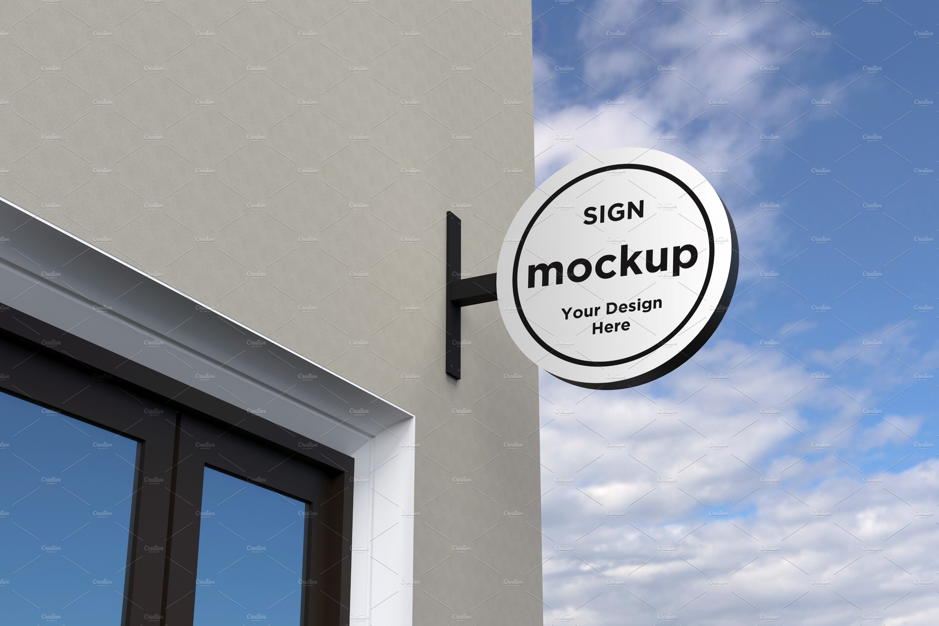 Rounded wall mount sign mockup cover image.