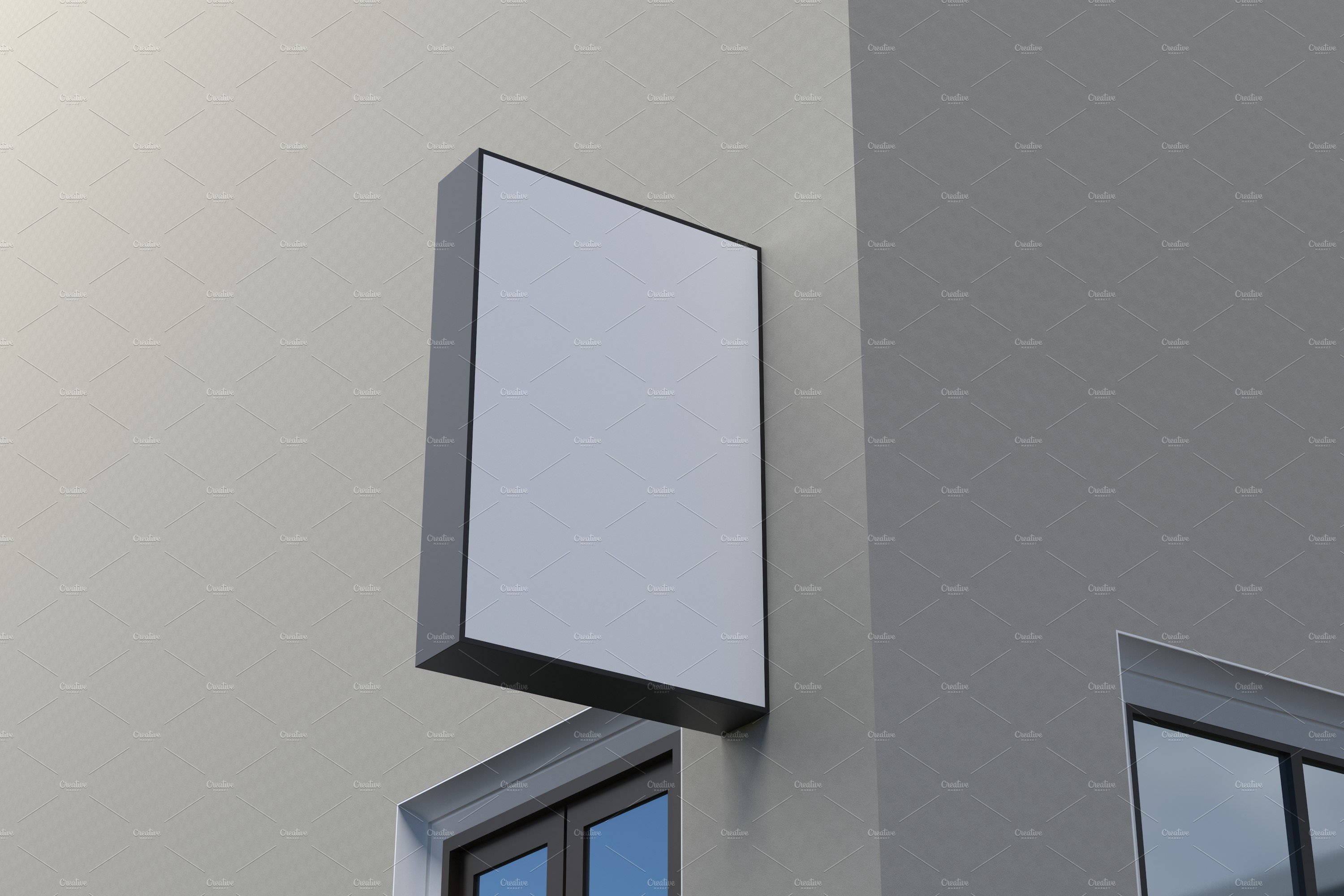 Square Wall Mount Façade Sign Mockup preview image.