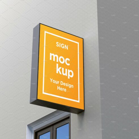 Square Wall Mount Façade Sign Mockup cover image.