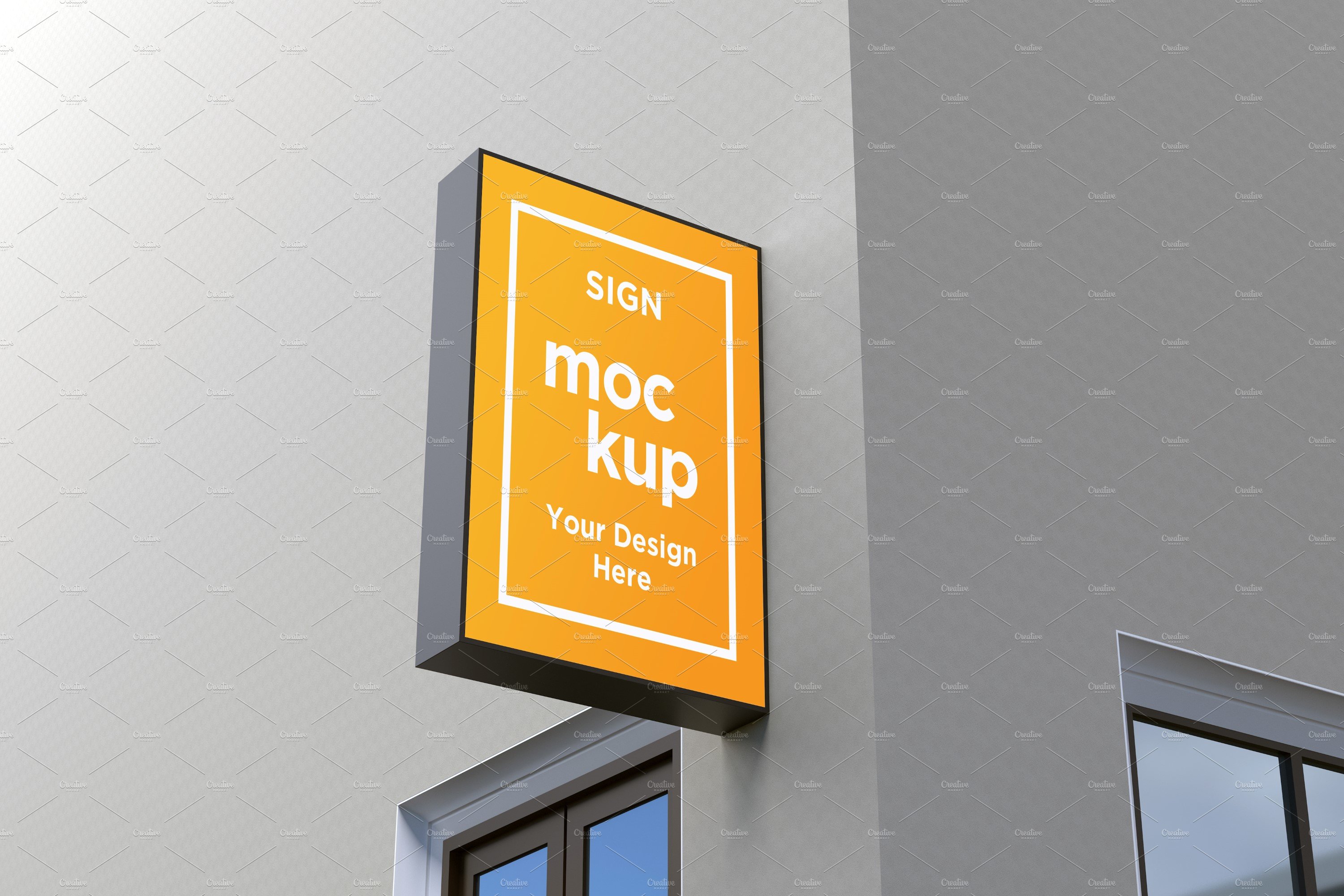 Square Wall Mount Façade Sign Mockup cover image.