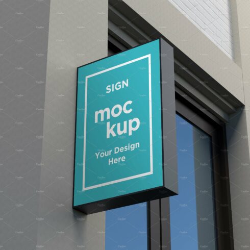 Square Wall Mount Façade Sign Mockup cover image.