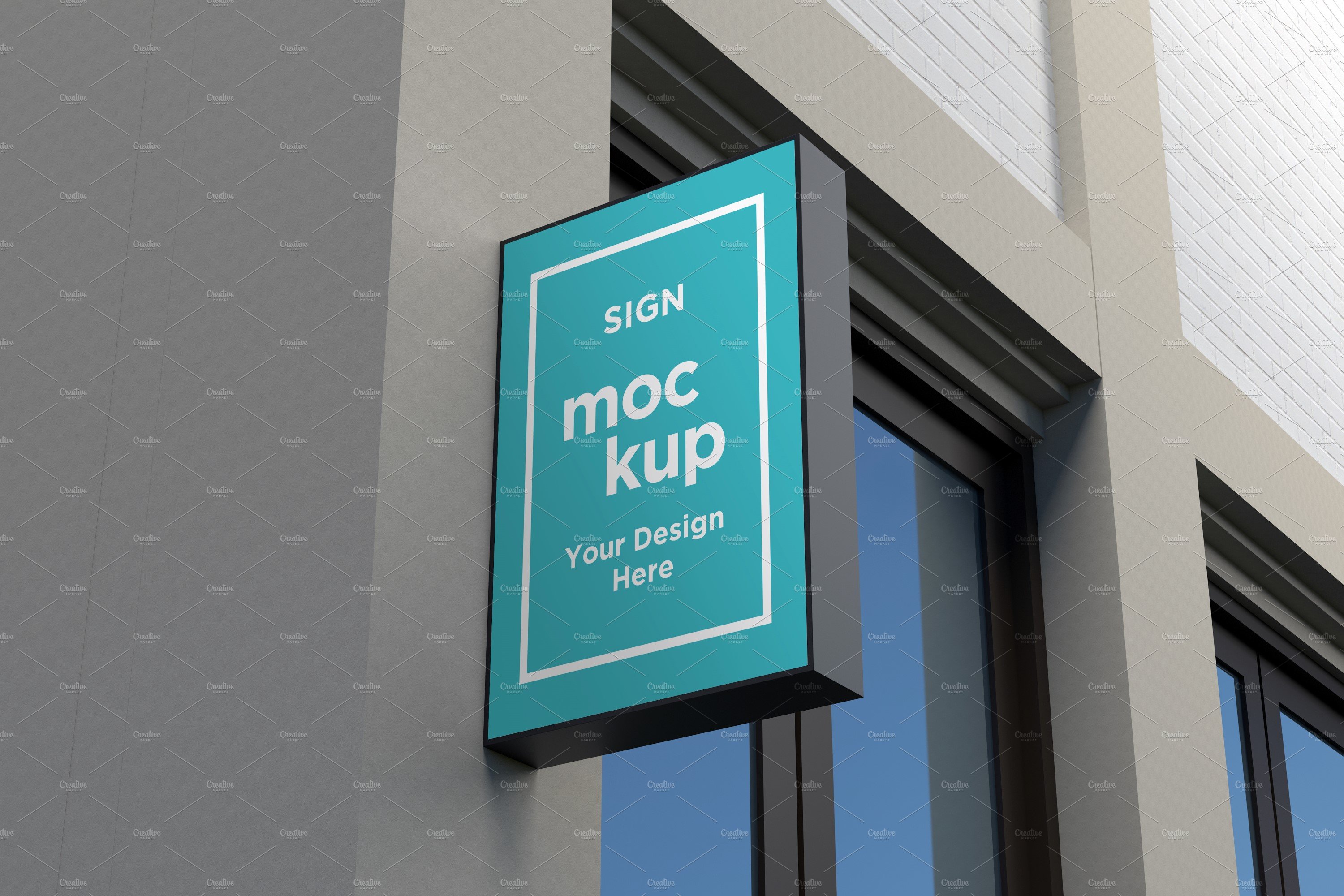 Square Wall Mount Façade Sign Mockup cover image.