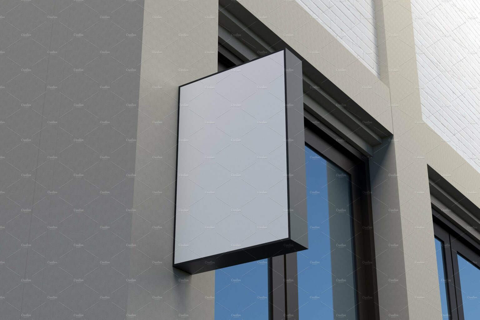 Square Wall Mount Façade Sign Mockup – MasterBundles