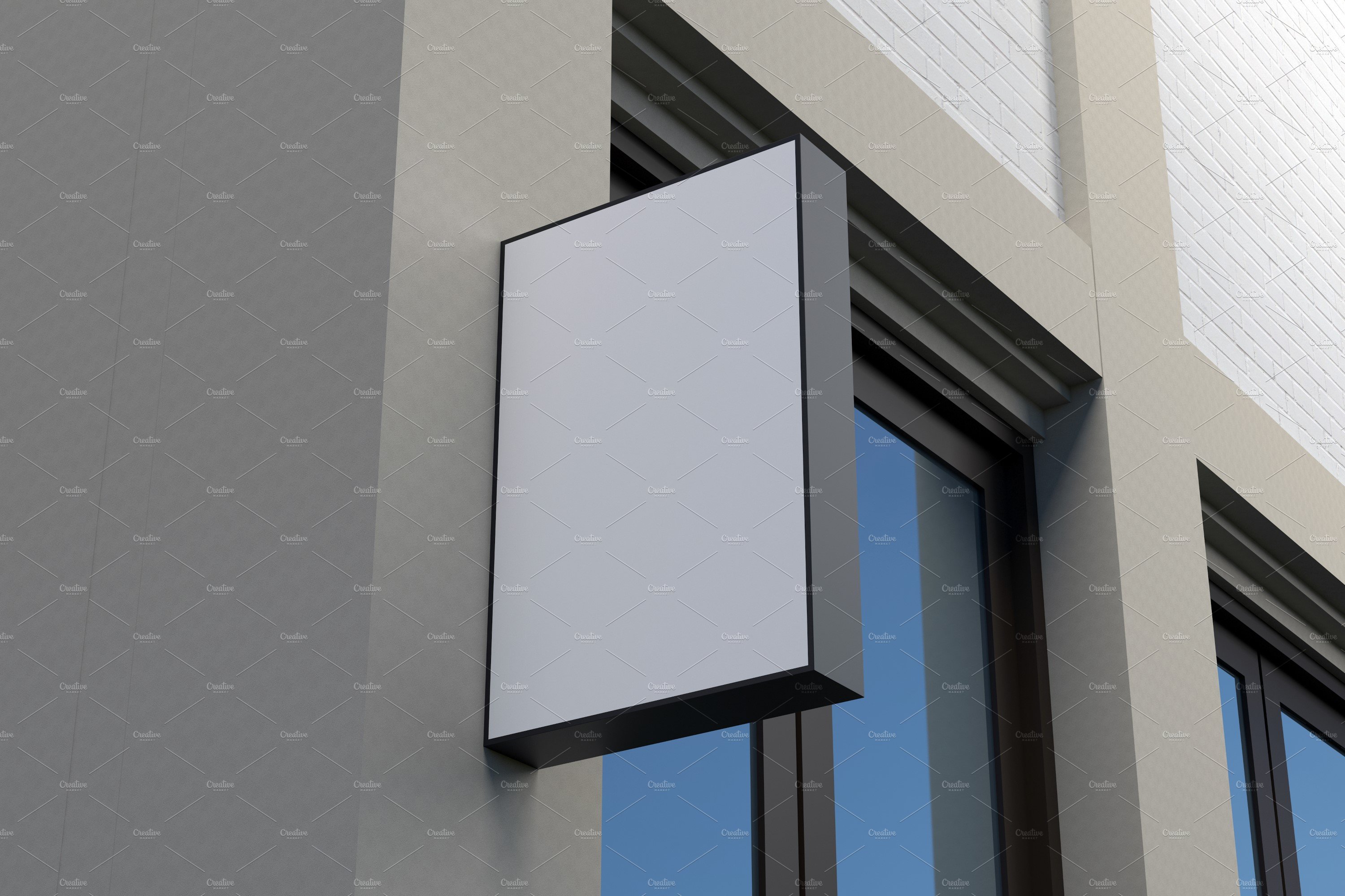 Square Wall Mount Façade Sign Mockup preview image.