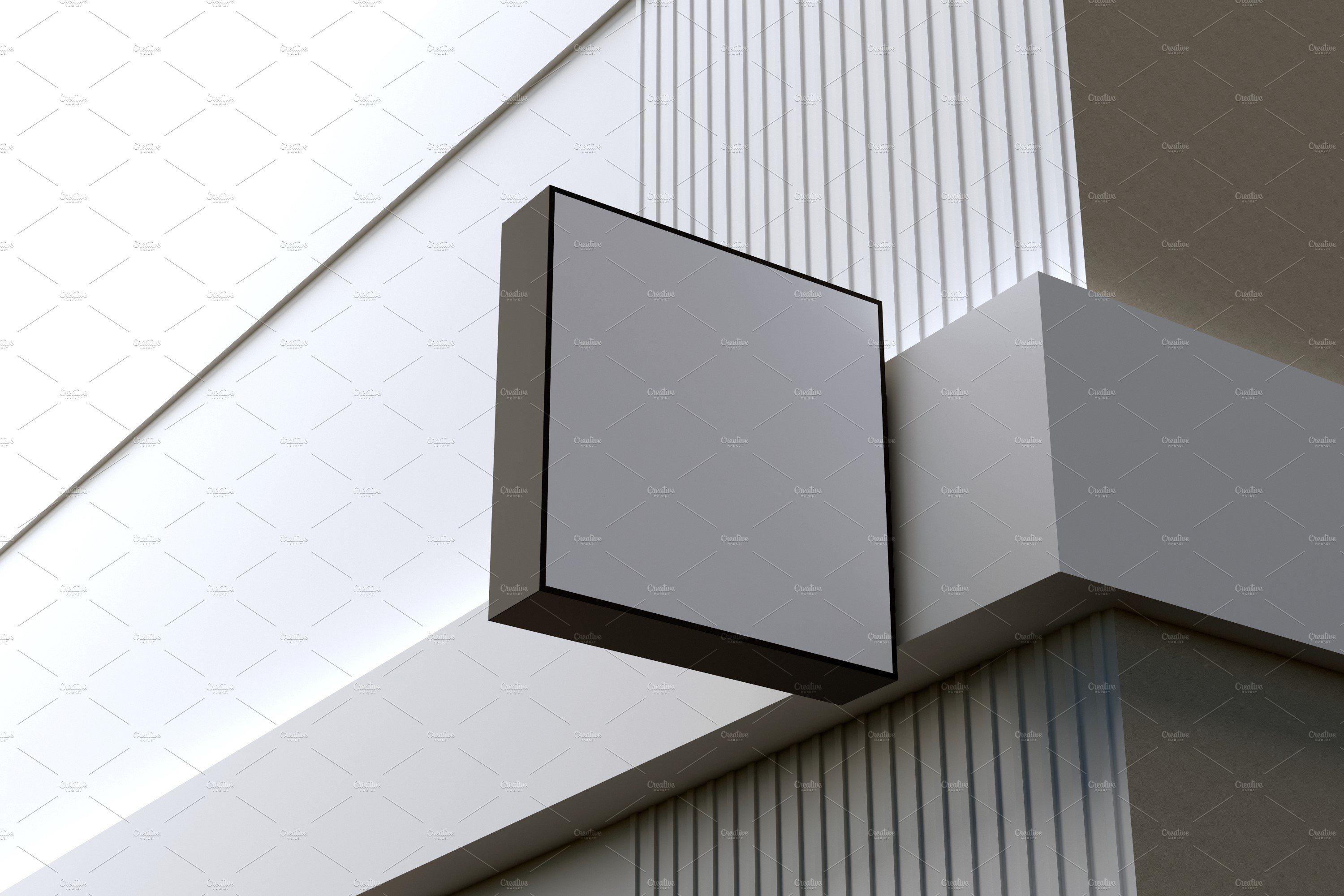 Square Wall Mount Façade Sign Mockup preview image.