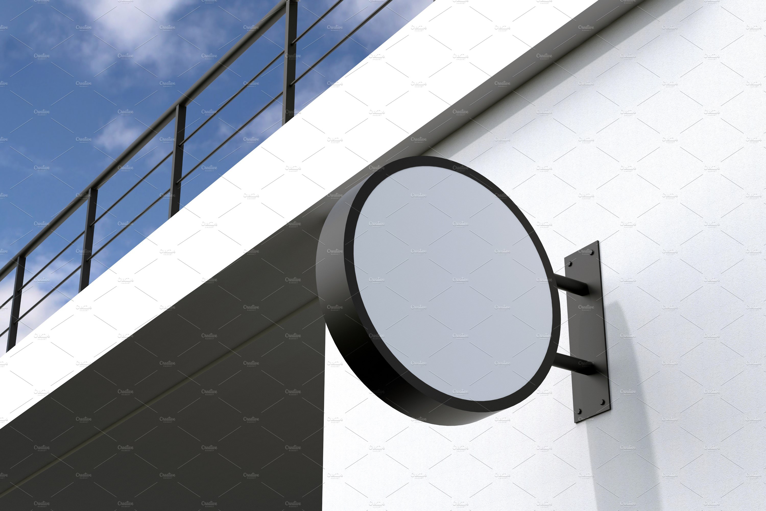 Square Wall Mount Façade Sign Mockup preview image.