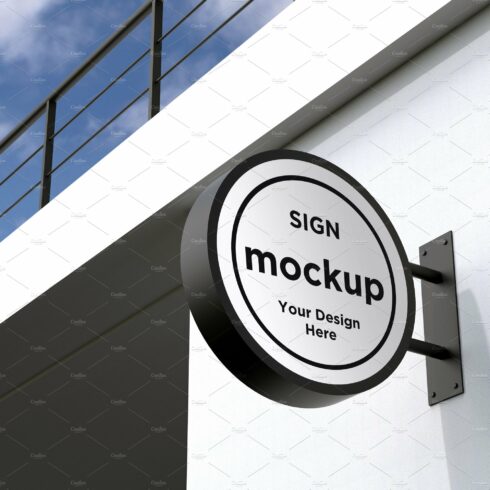 Square Wall Mount Façade Sign Mockup cover image.