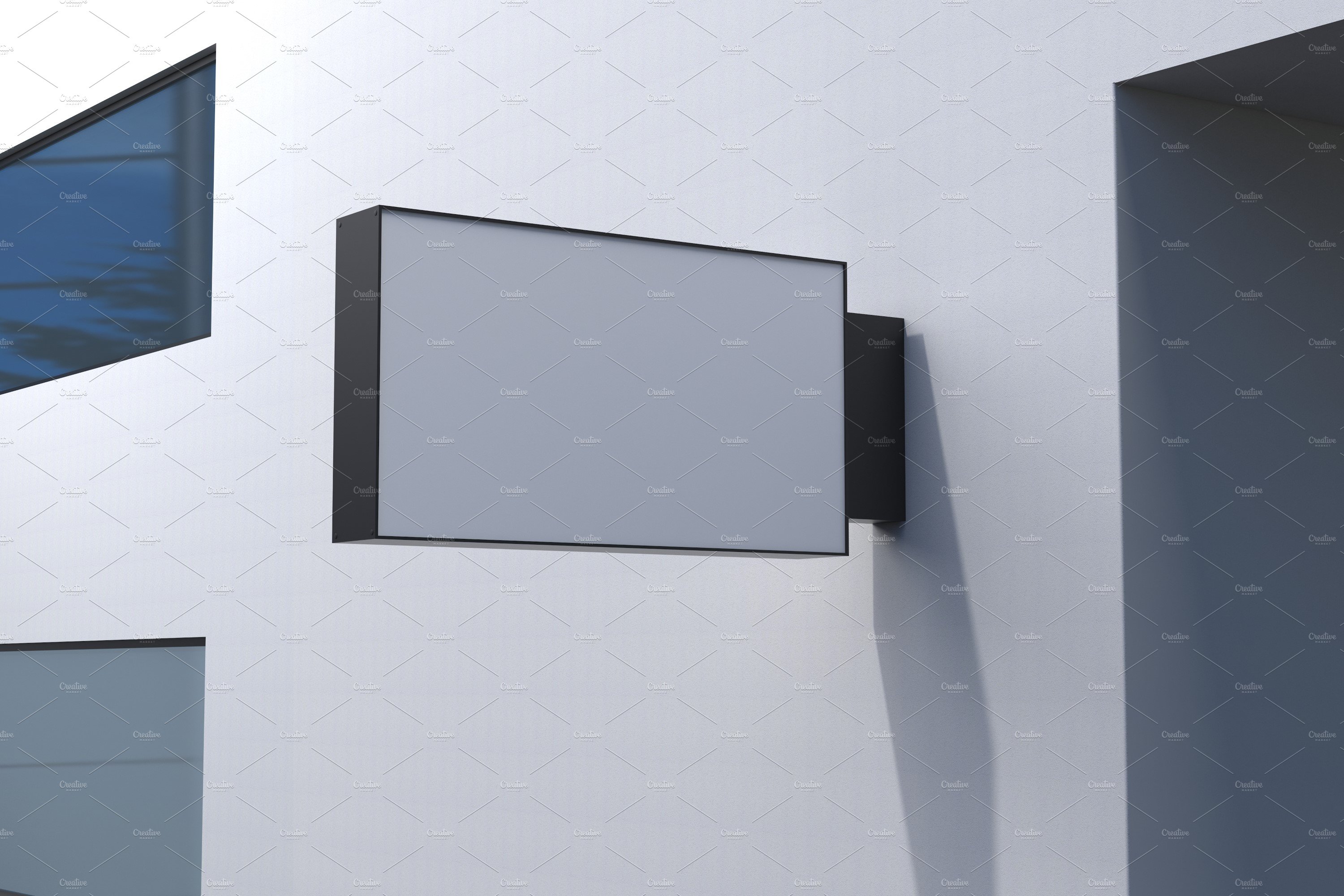 Rectangle wall mount sign mockup preview image.