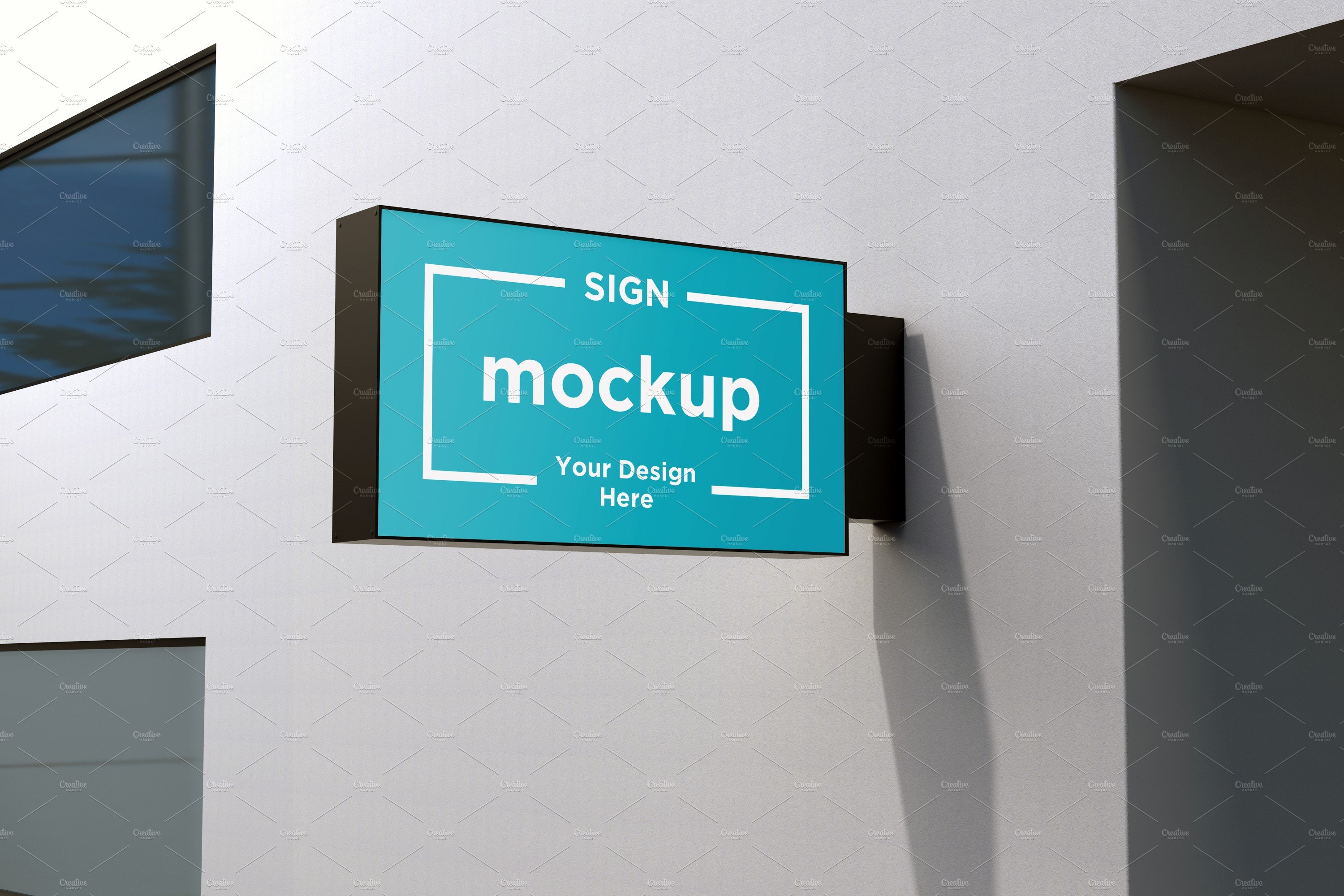 Rectangle wall mount sign mockup cover image.