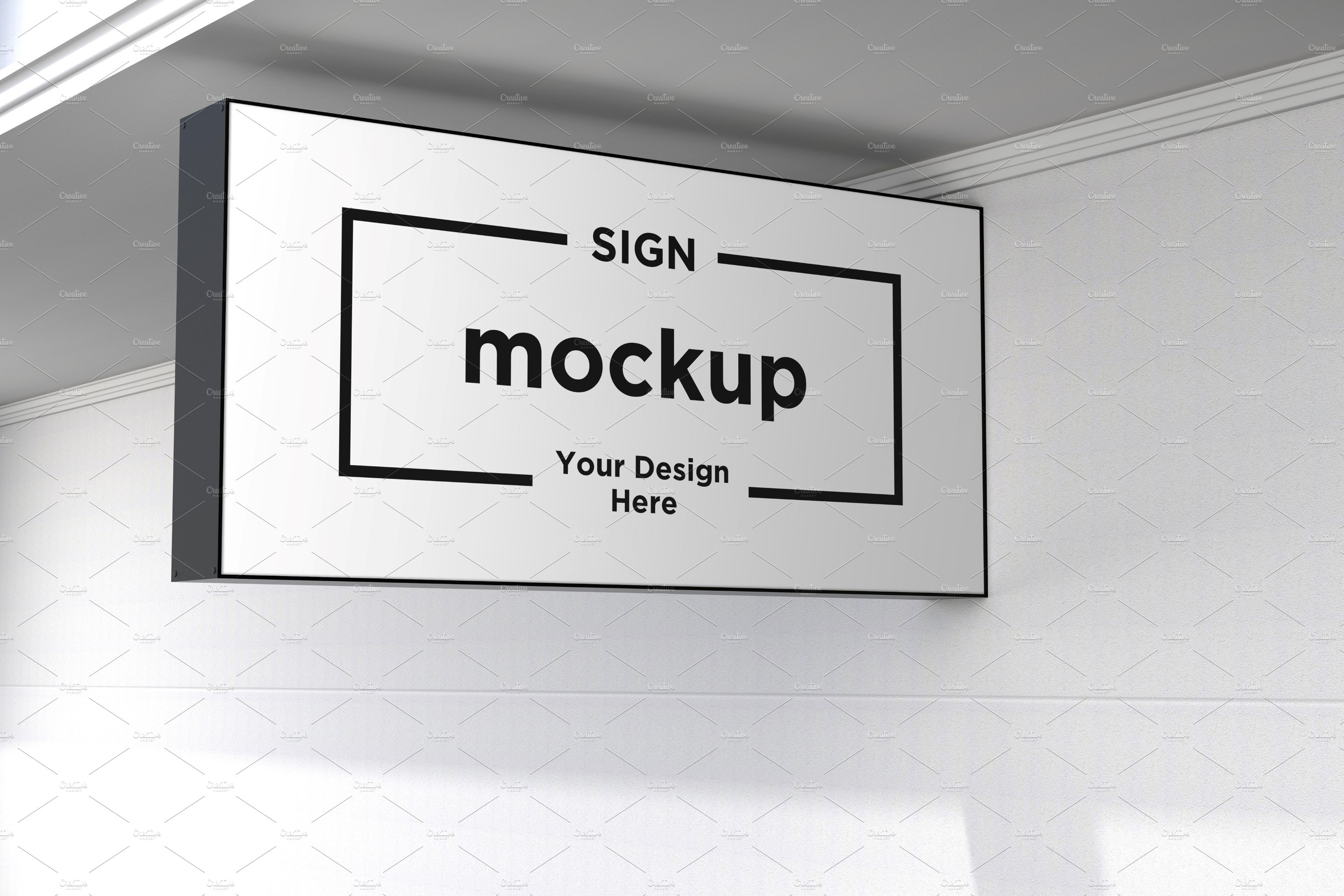 Rectangle wall mount sign mockup cover image.