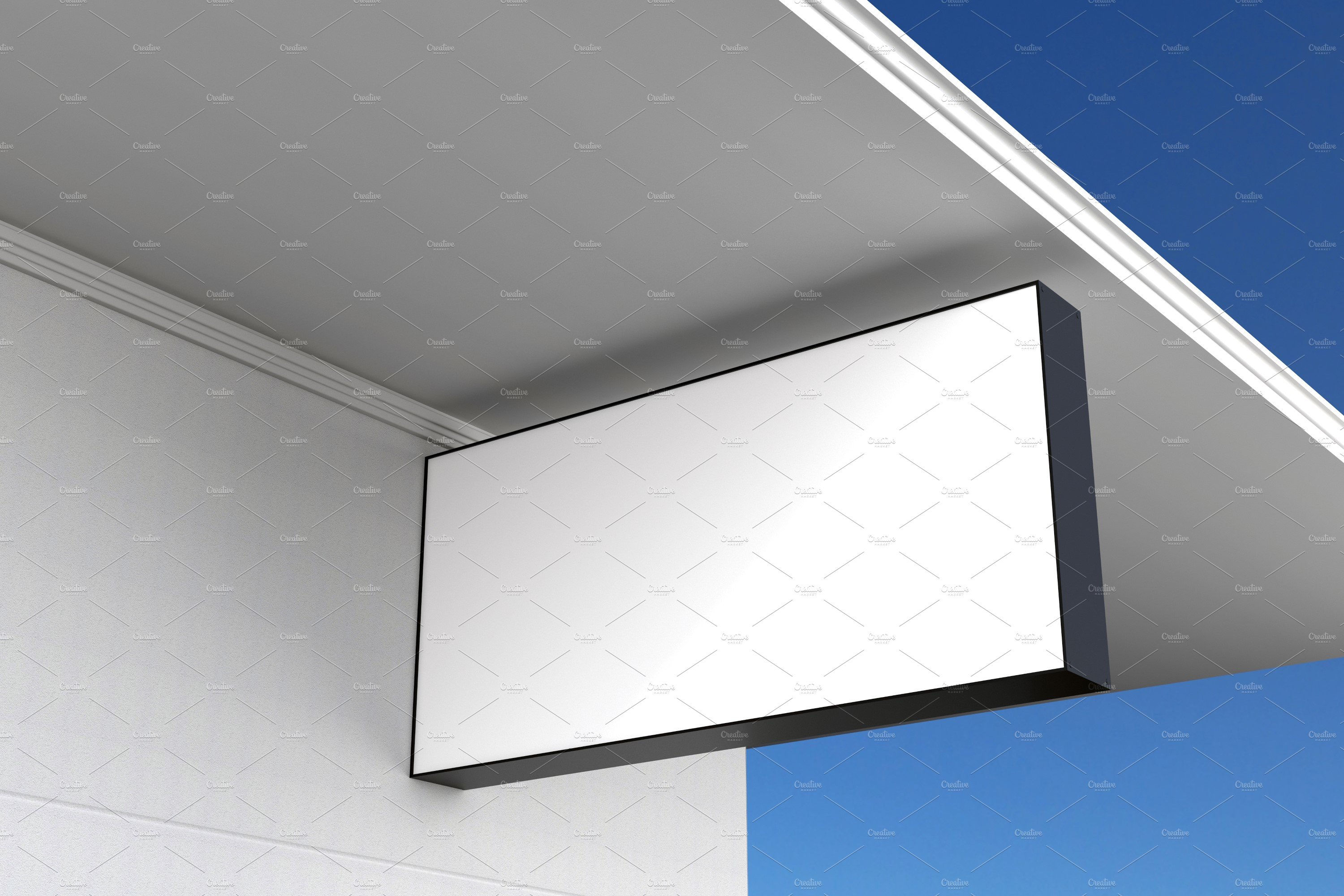 Rectangle Wall Mount Sign Mockup preview image.