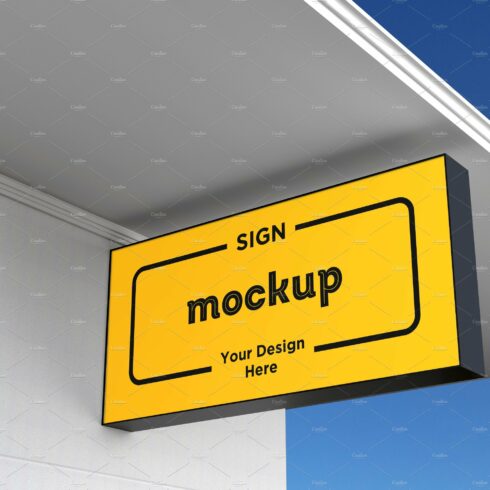 Rectangle Wall Mount Sign Mockup cover image.