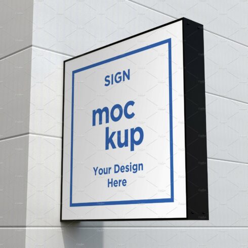 Square Wall Mount Façade Sign Mockup cover image.