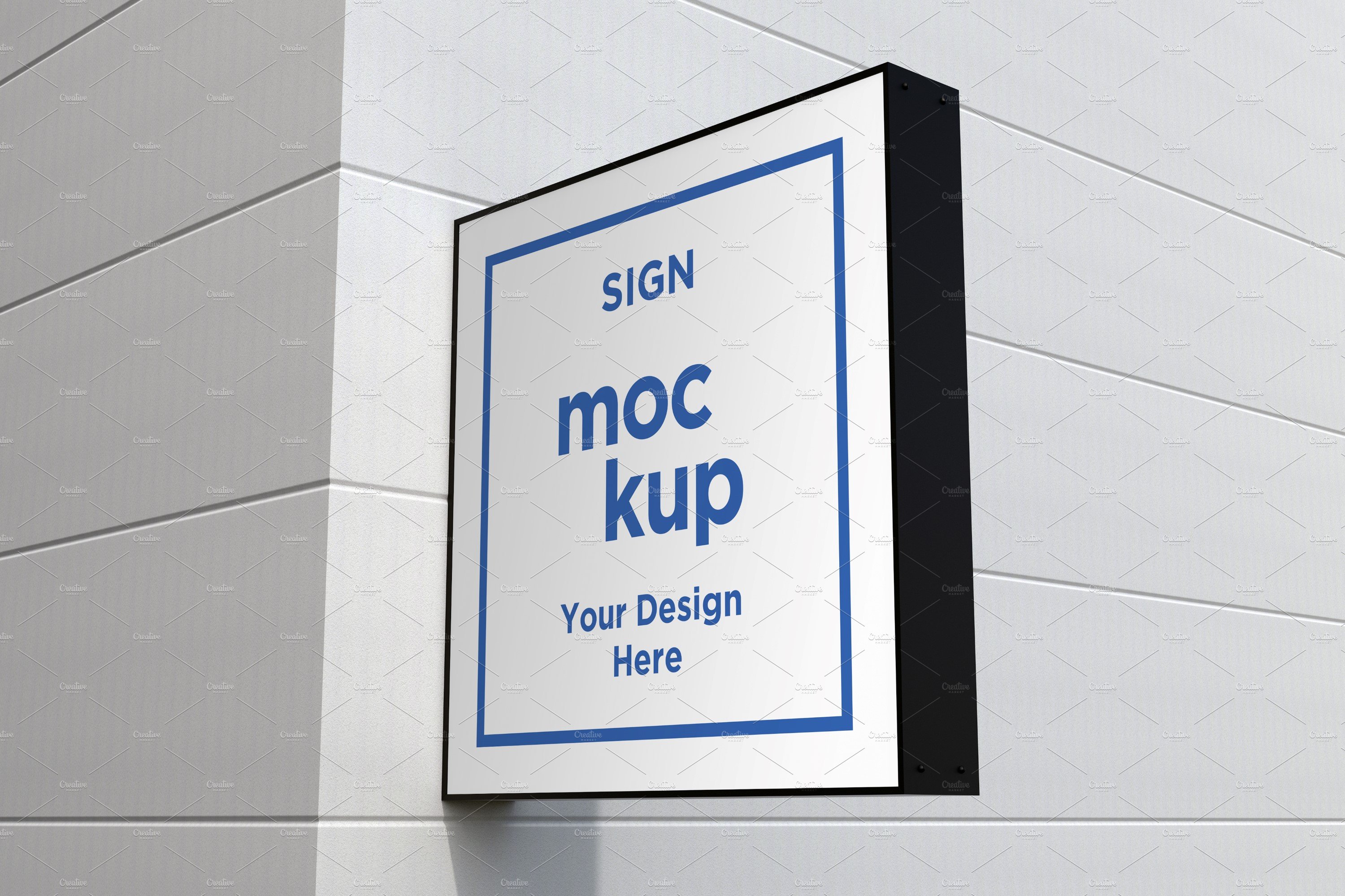 Square Wall Mount Façade Sign Mockup cover image.