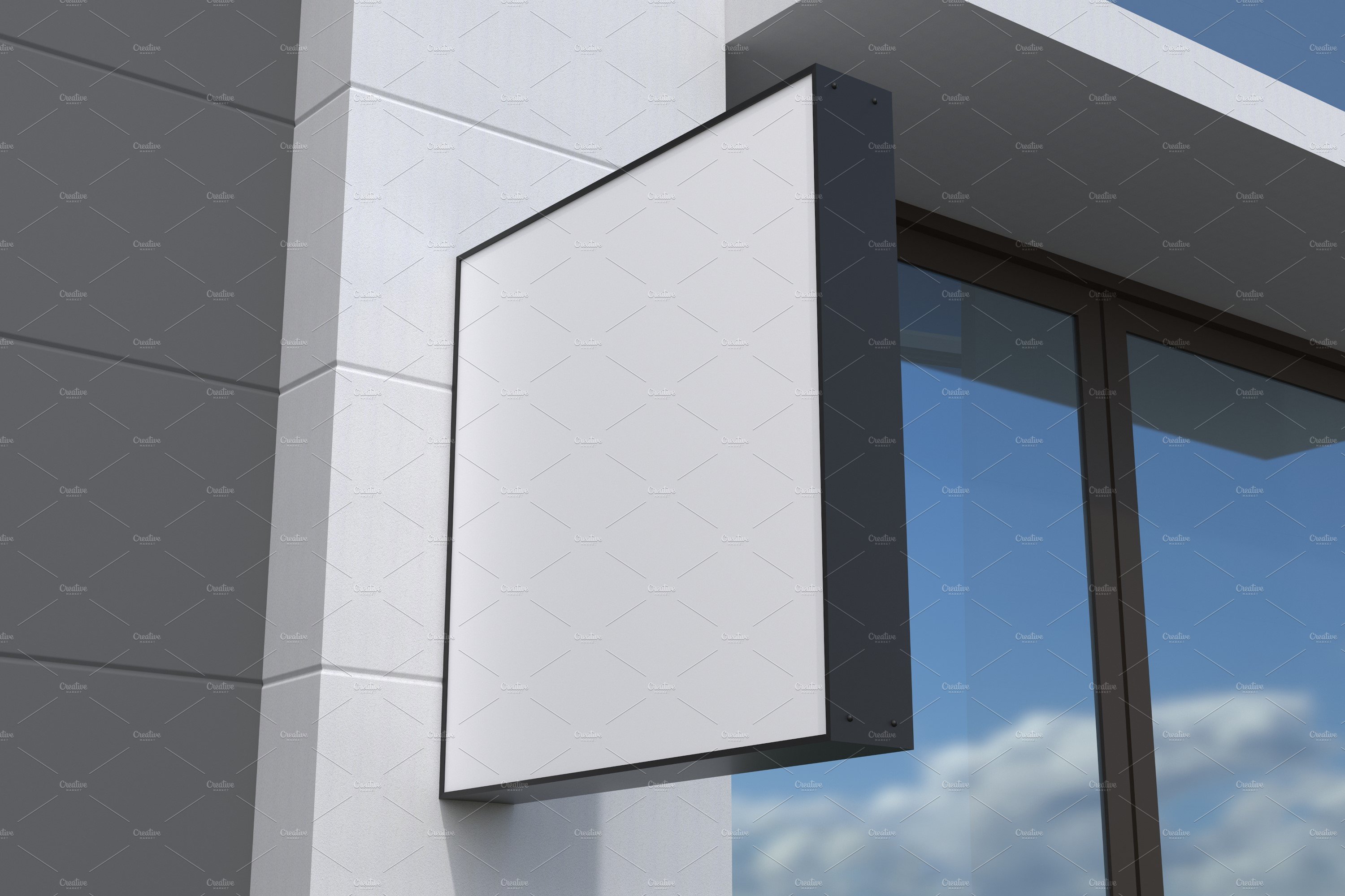 Square Wall Mount Façade Sign Mockup preview image.