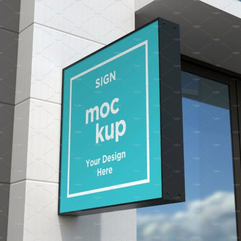 Square Wall Mount Façade Sign Mockup cover image.