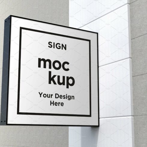 Square Wall Mount Façade Sign Mockup cover image.