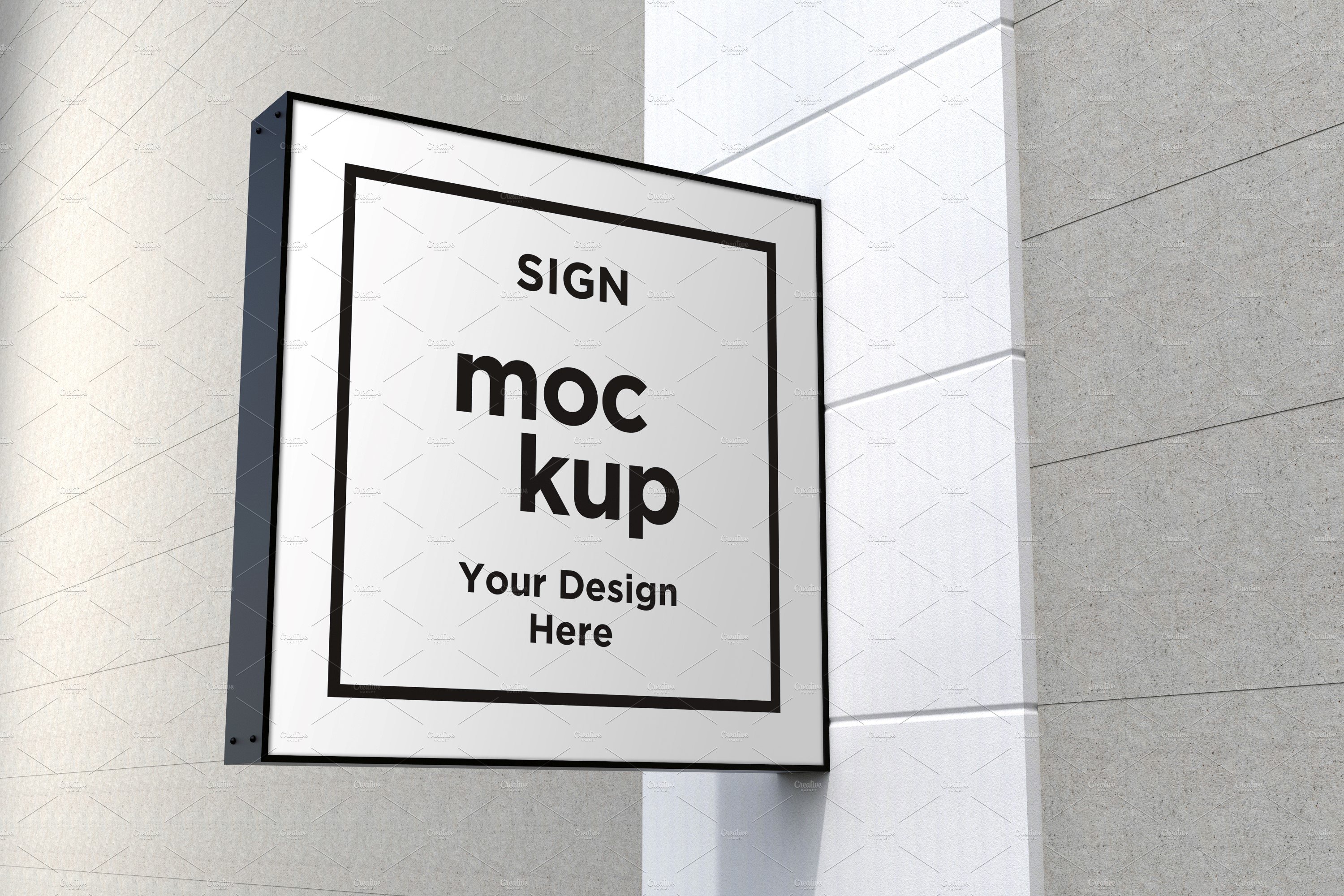 Square Wall Mount Façade Sign Mockup cover image.