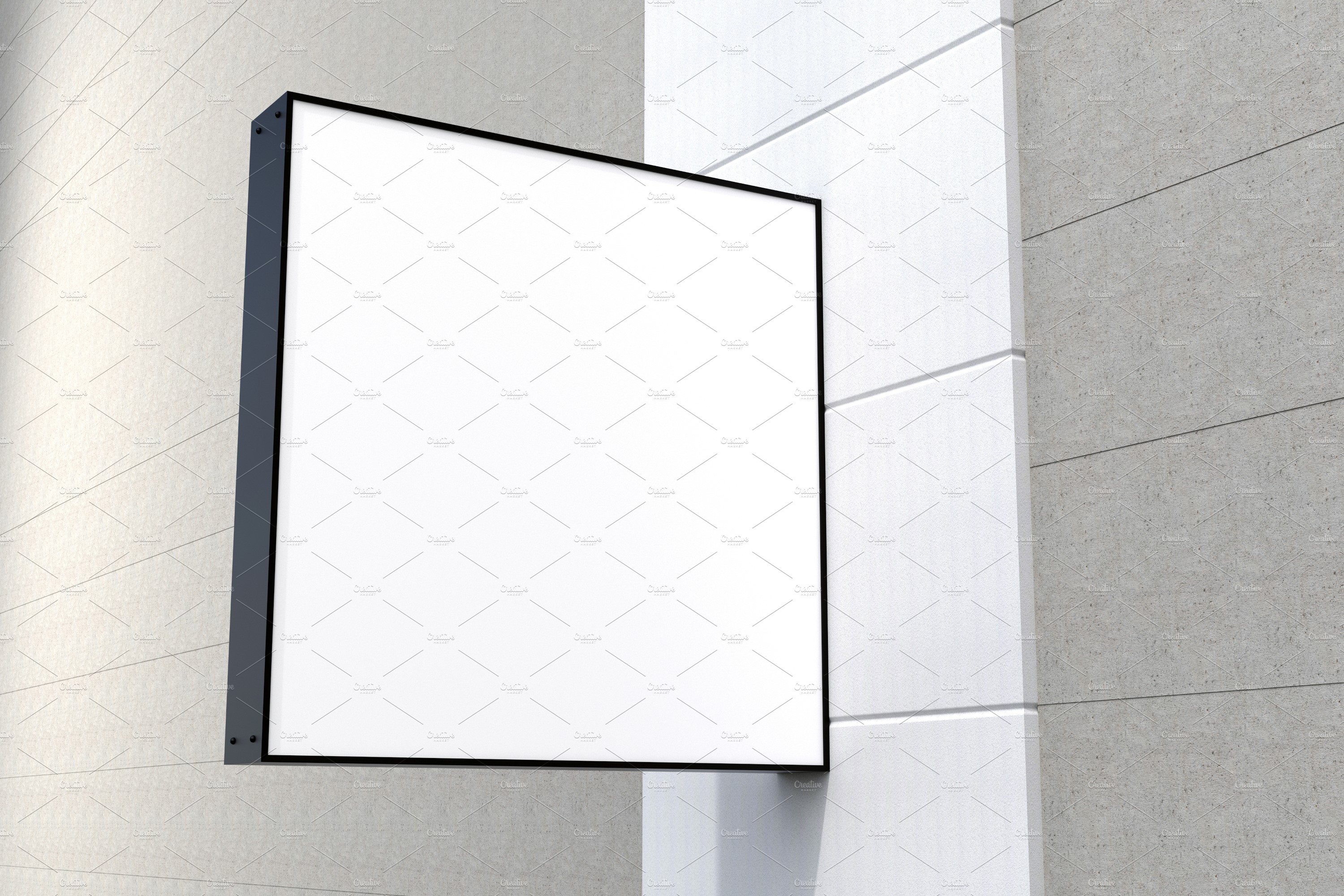 Square Wall Mount Façade Sign Mockup preview image.