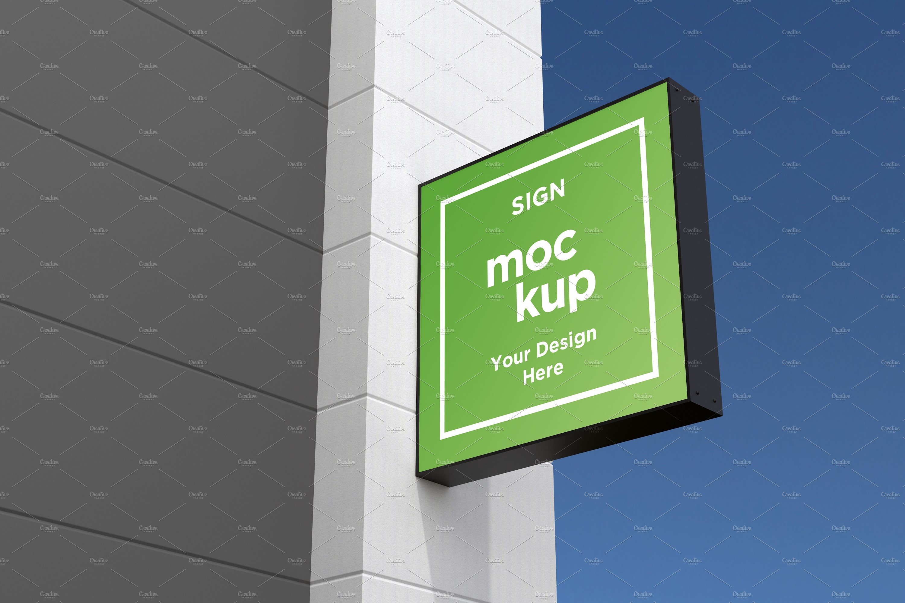 Square Wall Mount Façade Sign Mockup cover image.