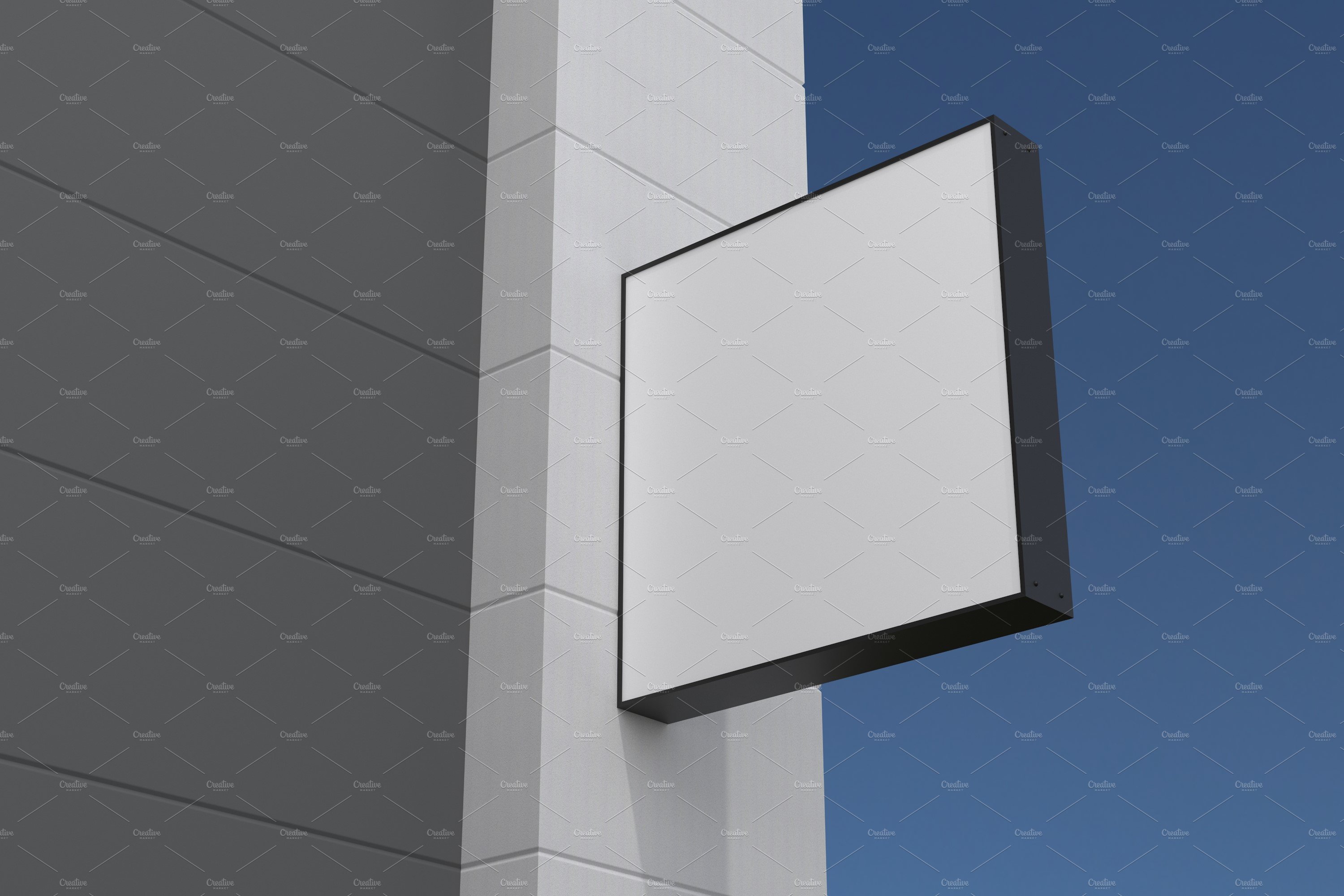 Square Wall Mount Façade Sign Mockup preview image.