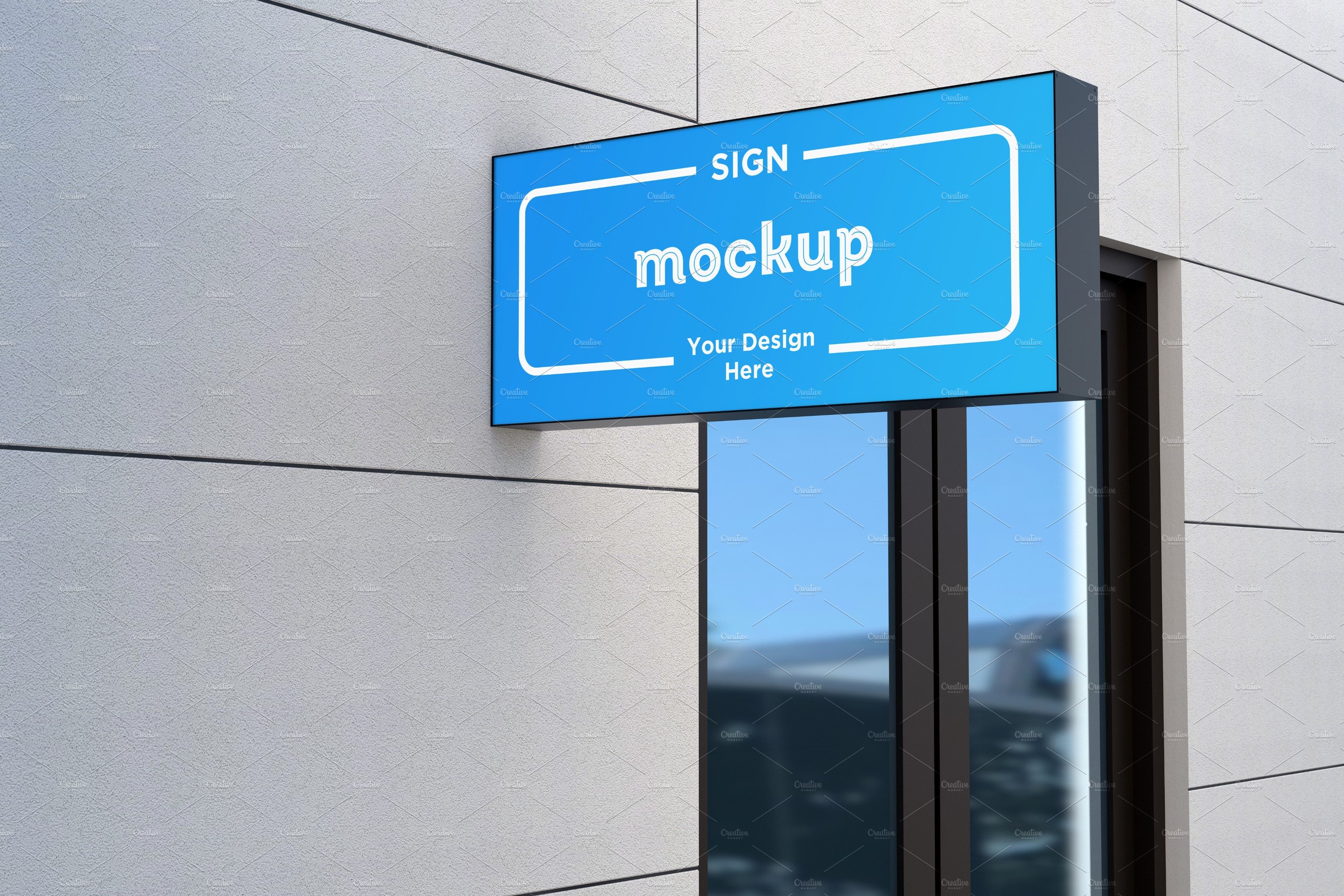 Rectangle wall mount sign mockup cover image.